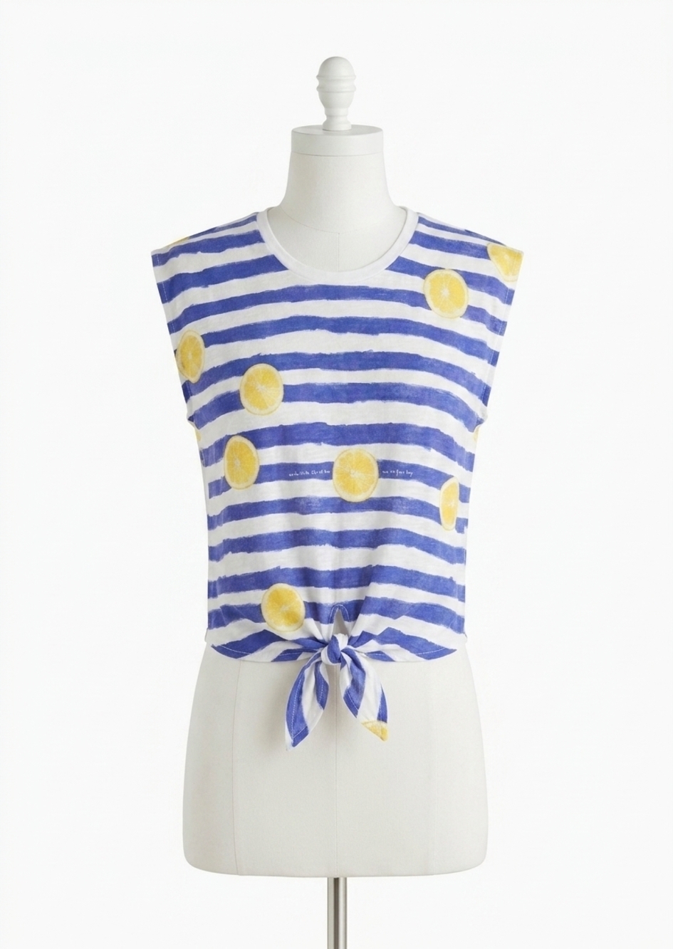 NEW VILAGALLO lemon sleeveless tee in blue/white